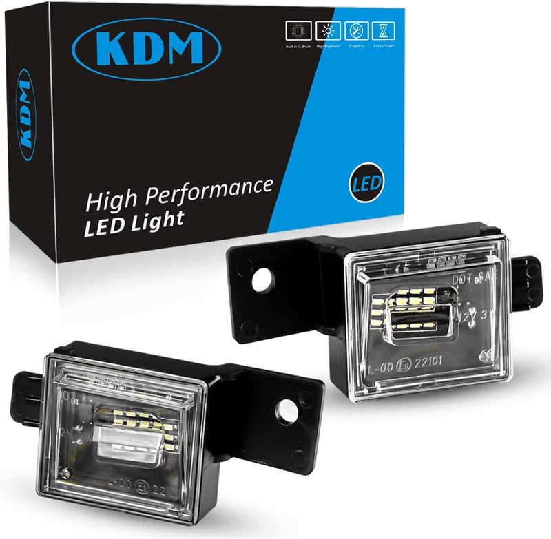 KDM LED License Number Plate Lights fit for 2014-2021 Chevy Silverado GMC Sierra 1500 2500HD 3500HD Colorado Canyon Sierra for Pickup Truck Rear License Plate Tag Lights,6000K Black Housing 2Pcs Pack - Image 1